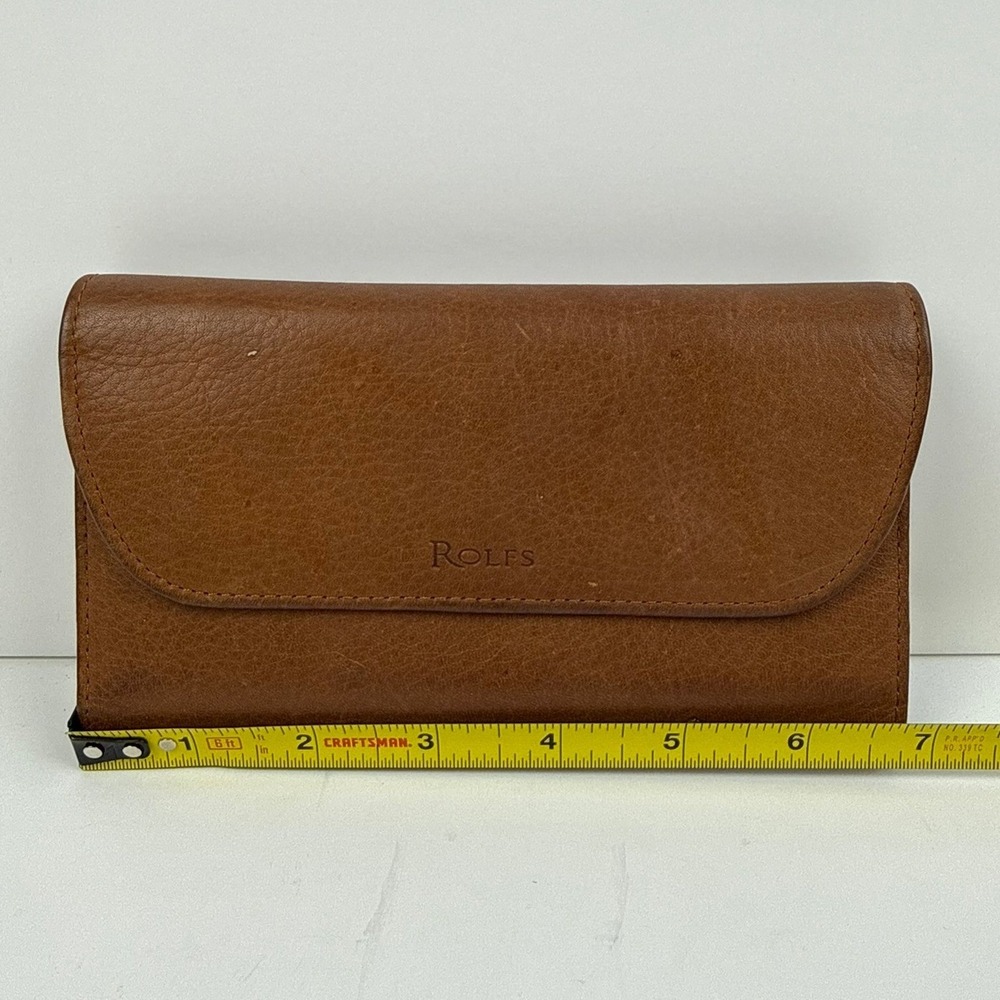 Rolfs Vintage Cognac Brown Leather Trifold Clutch Wallet - Picture 5 of 5
